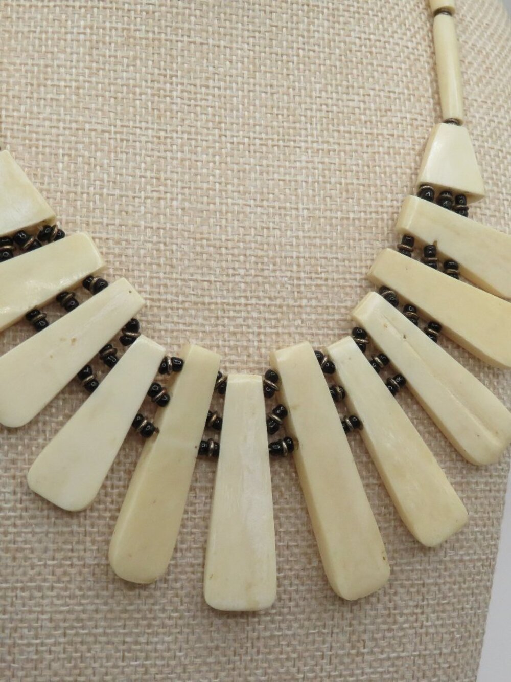 Bone Tribal Bib Choker Necklace - Picture 3 of 10